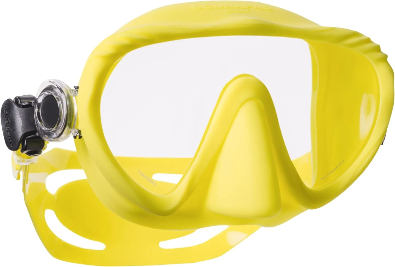 SCUBAPRO Ghost Scuba Dive Mask, Low-Volume Frameless Design w/Ultra Clear Single Lens, Silicone Skirt and Easy-Adjust Strap Buckles, Yellow