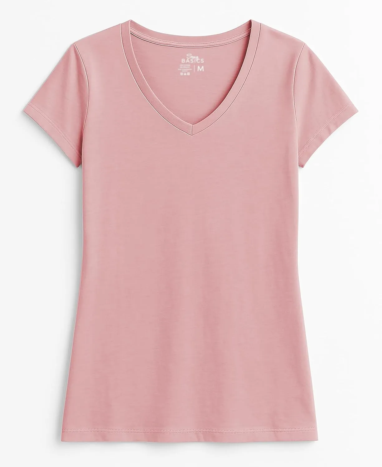 Sexy Basics Women's 5 & 10 Pack Casual & Active Cotton Stretch V Neck Short Sleeve Shirts