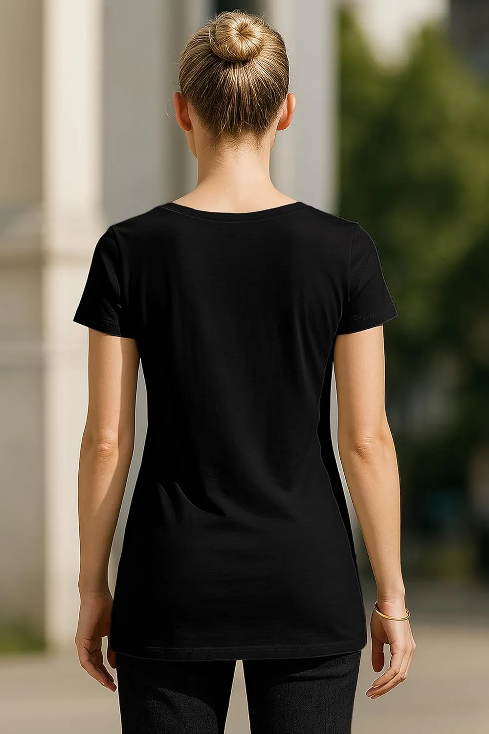 Sexy Basics Women's 5 & 10 Pack Casual & Active Cotton Stretch V Neck Short Sleeve Shirts
