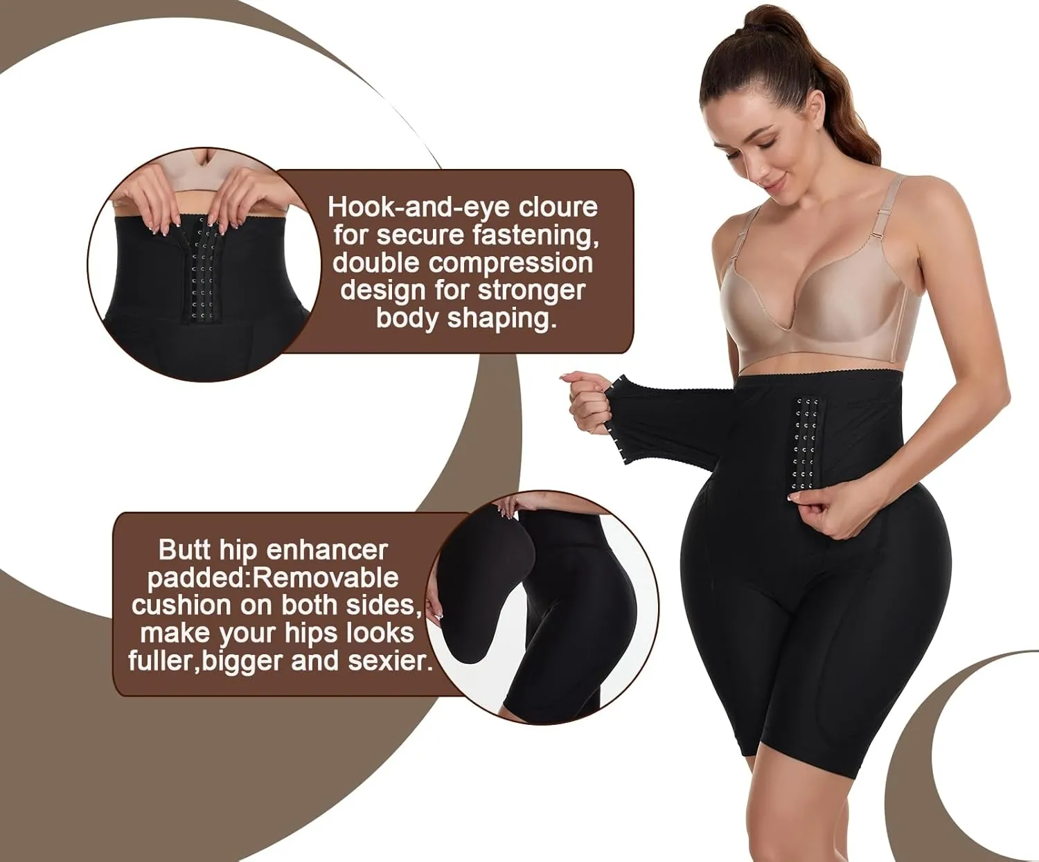 SEXYWG Hip Enhancer Shapewear for Women Hip Padded Body Shape Tummy Control Panty Short