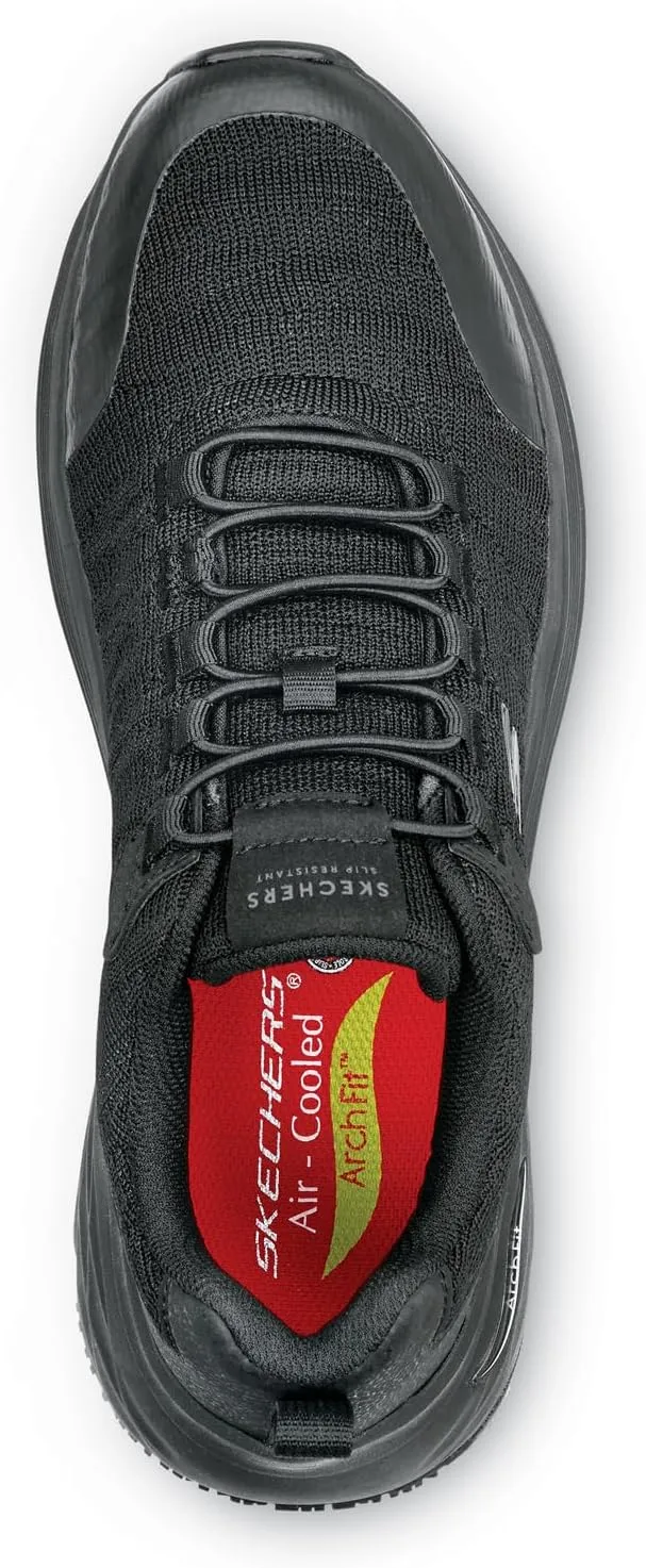 Skechers Work Leo, Arch Fit, Men's, Black, Soft Toe, MaxTrax Slip Resistant, EH, Low Athletic, Work Shoe