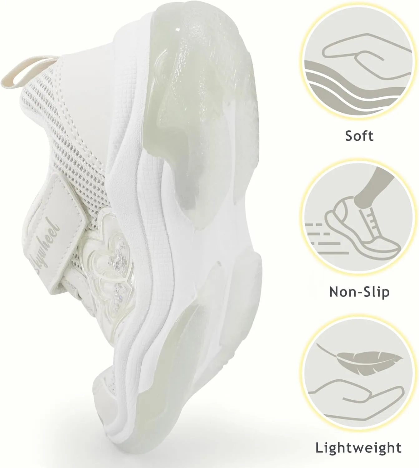 SKYWHEEL Kids Shoes for Girls Light Up Shoes with Switch Tennis Running Athletic Sneaker Little Girls Footwear