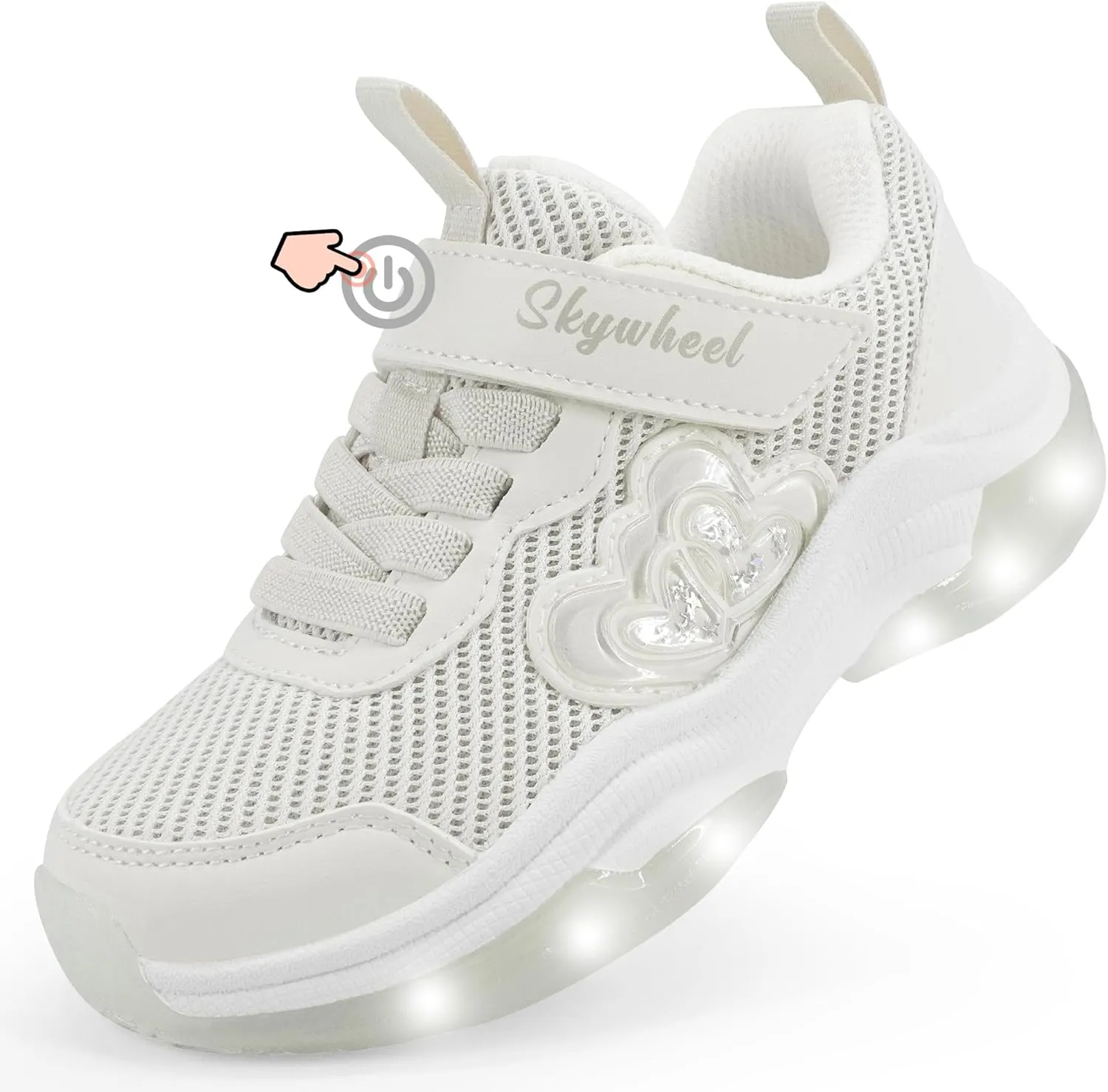 SKYWHEEL Kids Shoes for Girls Light Up Shoes with Switch Tennis Running Athletic Sneaker Little Girls Footwear