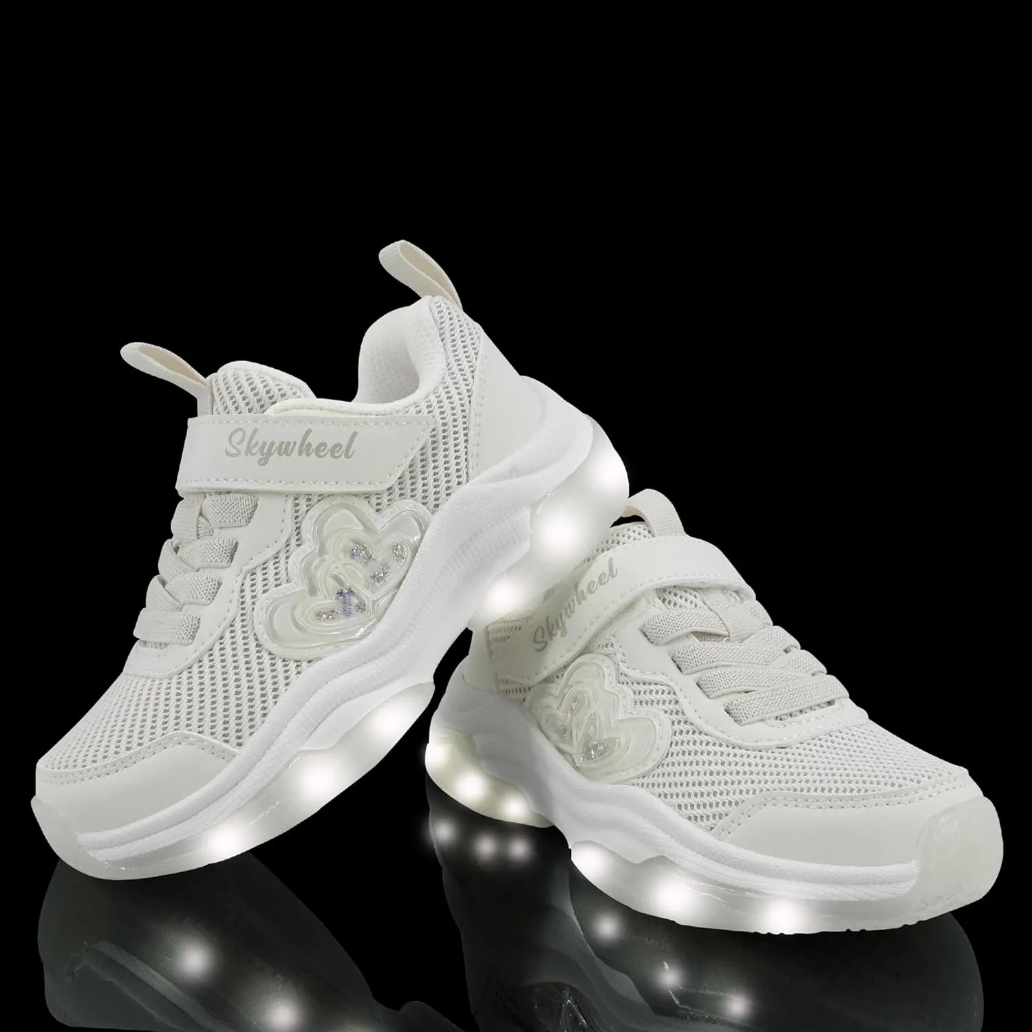 SKYWHEEL Kids Shoes for Girls Light Up Shoes with Switch Tennis Running Athletic Sneaker Little Girls Footwear