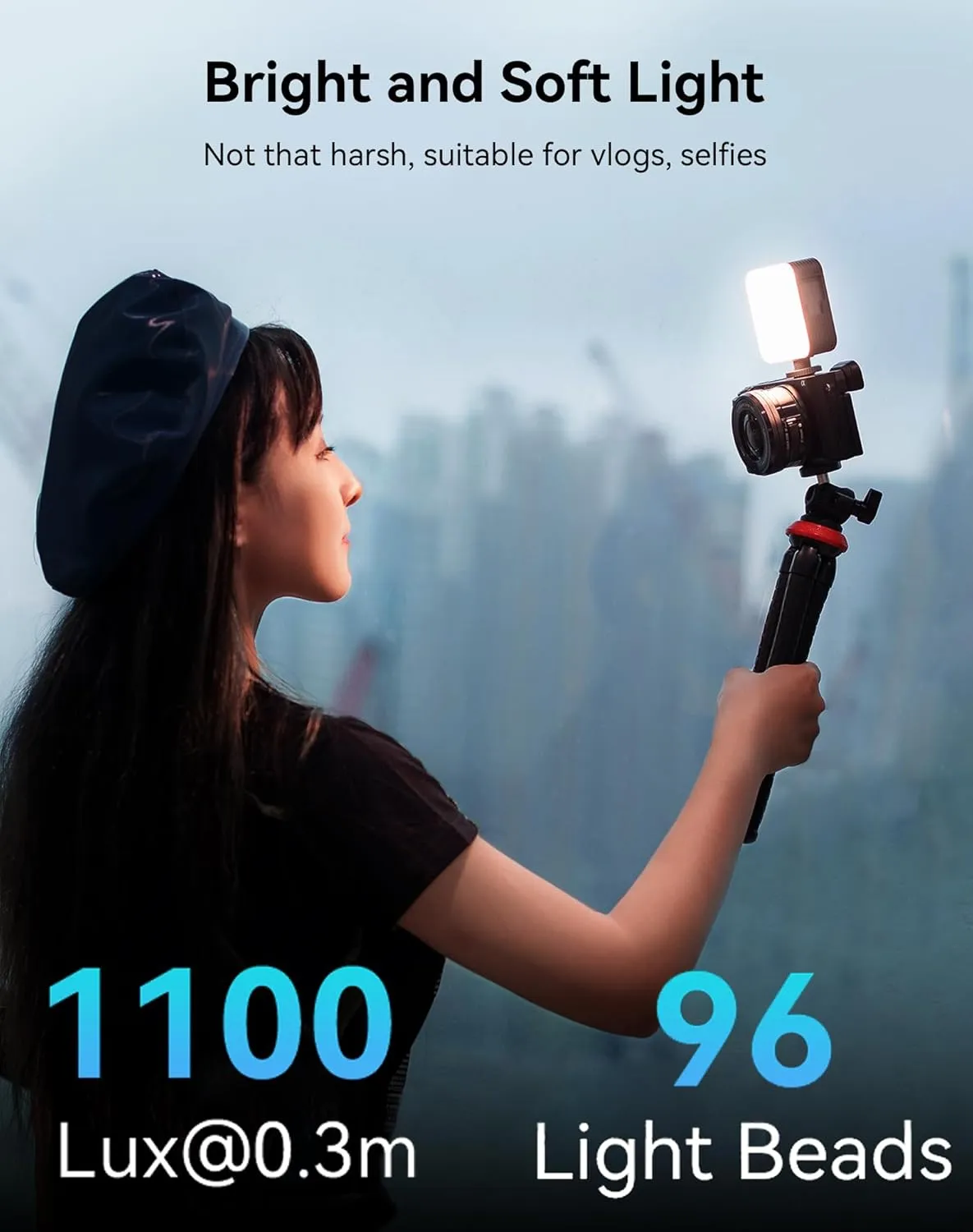 SmallRig P96 LED Video Light, Portable Camera Lights, 96 LED Beads for Photography Video Lighting, Rechargeable 2200mAh CRI 95  2700-6500K w 3 Cold Shoe