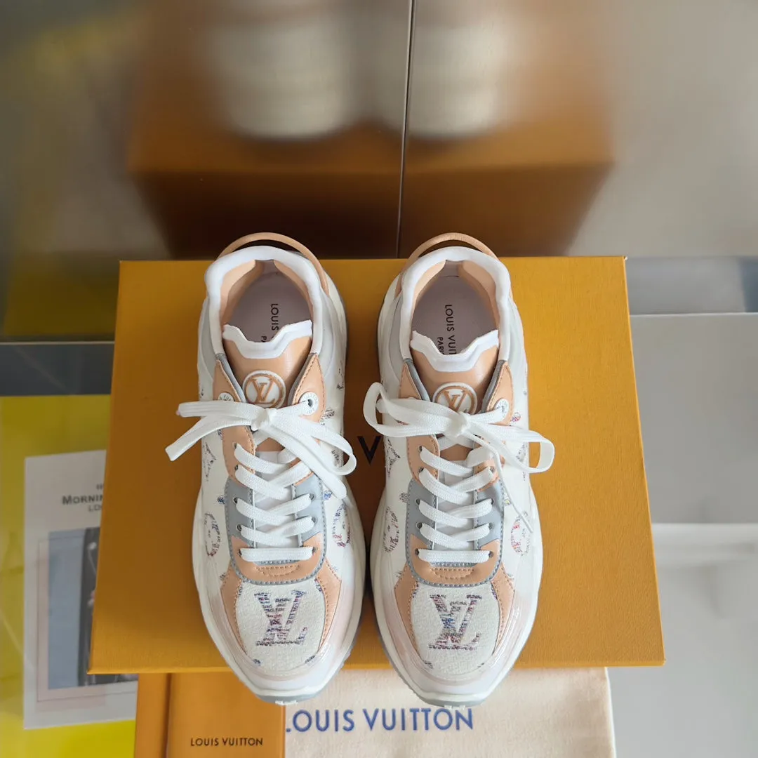 Sneaker Beige 55mm Fabric White Mix Run Jacquard Louis Monogram Vuitton 55 Timely resolution Brown Handcrafted