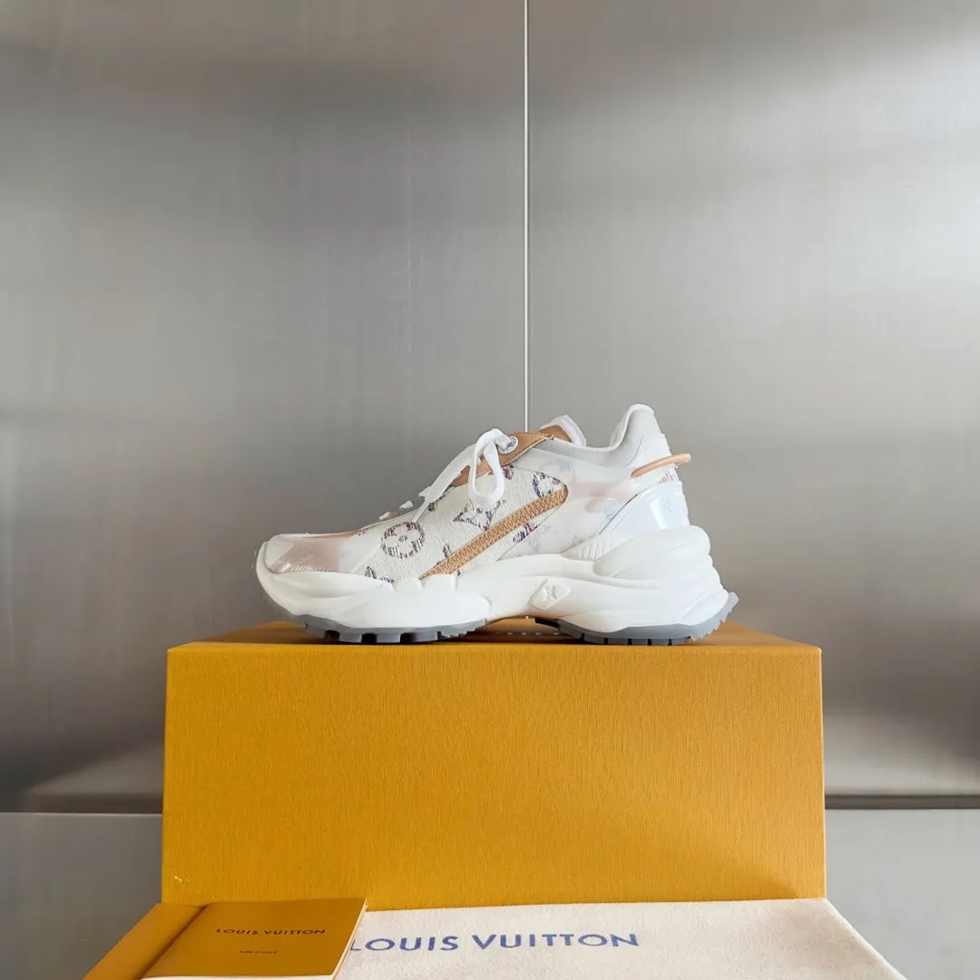 Sneaker Beige 55mm Fabric White Mix Run Jacquard Louis Monogram Vuitton 55 Timely resolution Brown Handcrafted