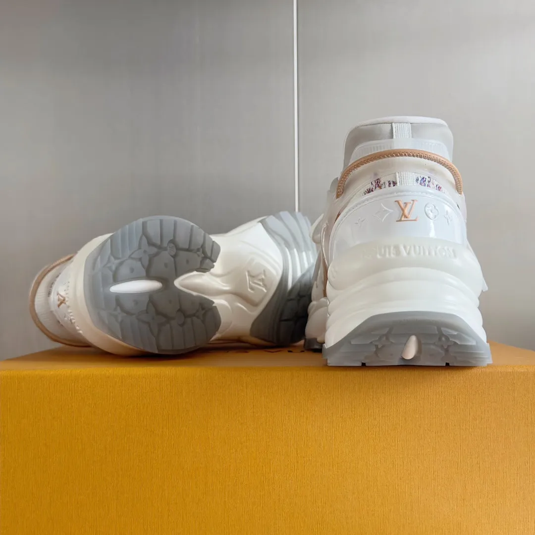 Sneaker Beige 55mm Fabric White Mix Run Jacquard Louis Monogram Vuitton 55 Timely resolution Brown Handcrafted