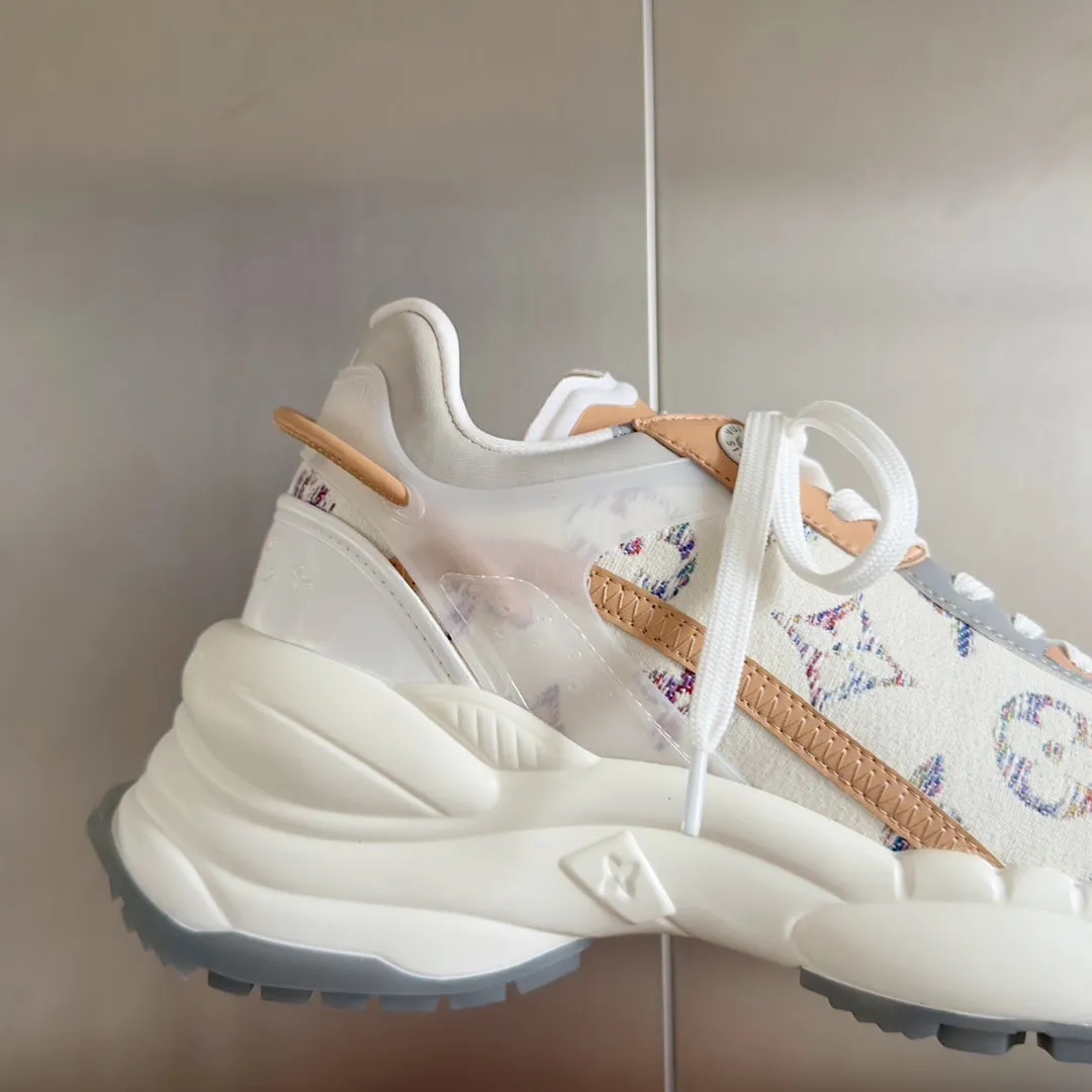 Sneaker Beige 55mm Fabric White Mix Run Jacquard Louis Monogram Vuitton 55 Timely resolution Brown Handcrafted