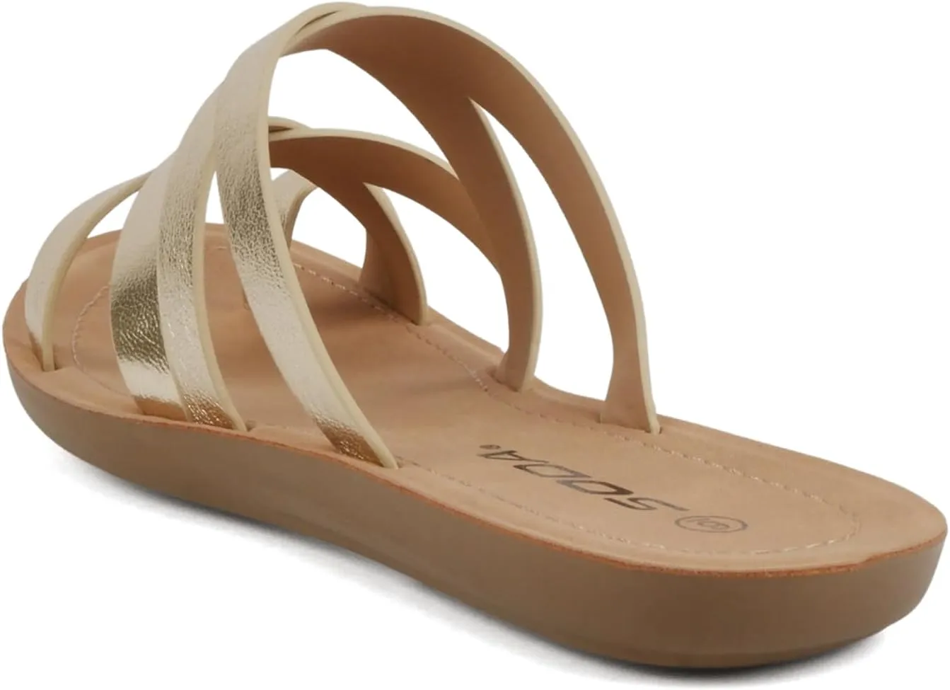 Soda ISABEL ~Women Fashion Comfortable Slip On Flat Cross bands Toe Ring Fashion Sandals