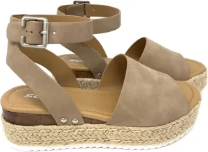 Soda Topic Topshoe Avenue Womens Open Toe Ankle Strap Espadrille Sandal (6 M US, DK-NAT)