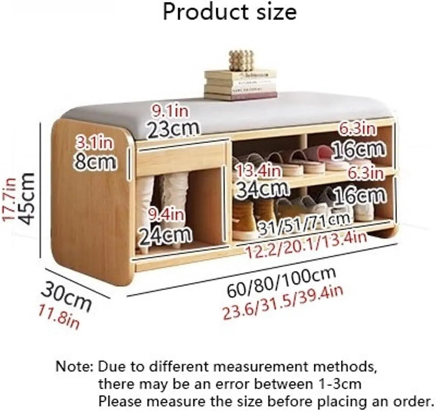 Soft Packed Seat Cushion Shoe Rack Bench with Drawer Shoe Organizer Cabinet with Cushion End of Bed Bench for Footwear,Ideal for Living Room