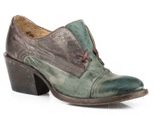 Stetson Womens Brown/Turquoise Leather Oakley Loafer Shoes 9