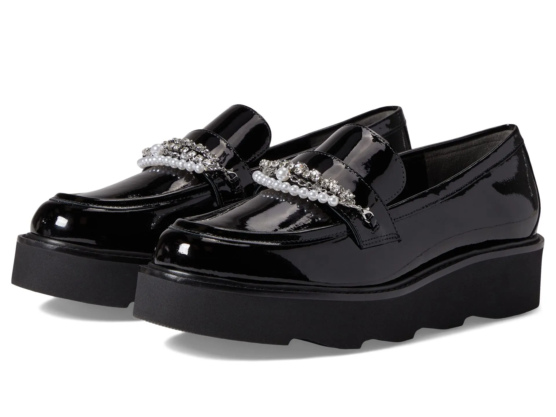 Stuart Weitzman Pearldrop Platform Loafer 11 Black