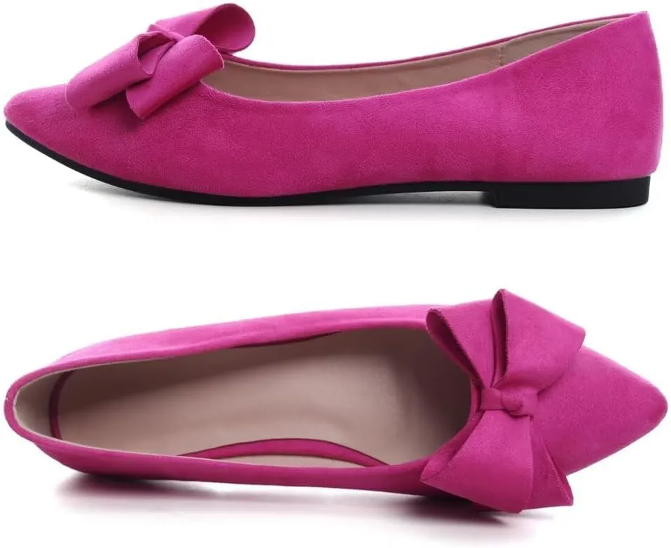 Stunner Womens Flats Fashion Pointed Toe Bowknot Ballet Flats Cute Slip On Dress Flats Comfortable Party Wedding Flats