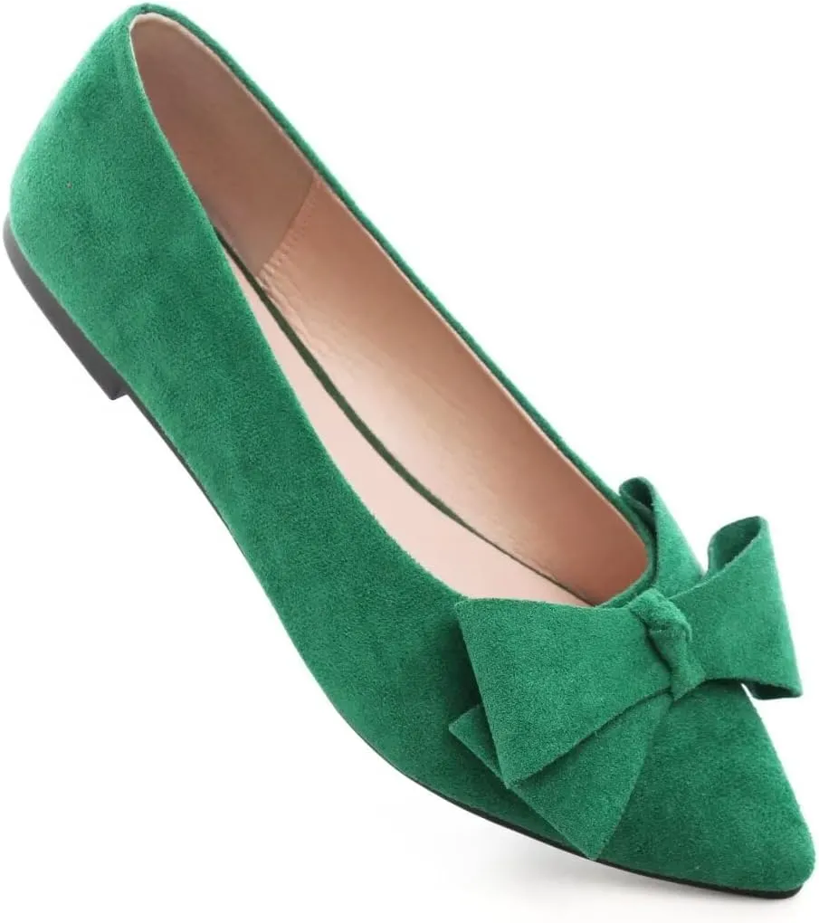 Stunner Womens Flats Fashion Pointed Toe Bowknot Ballet Flats Cute Slip On Dress Flats Comfortable Party Wedding Flats
