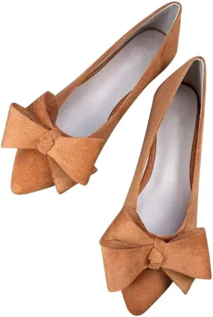 Stunner Womens Flats Fashion Pointed Toe Bowknot Ballet Flats Cute Slip On Dress Flats Comfortable Party Wedding Flats