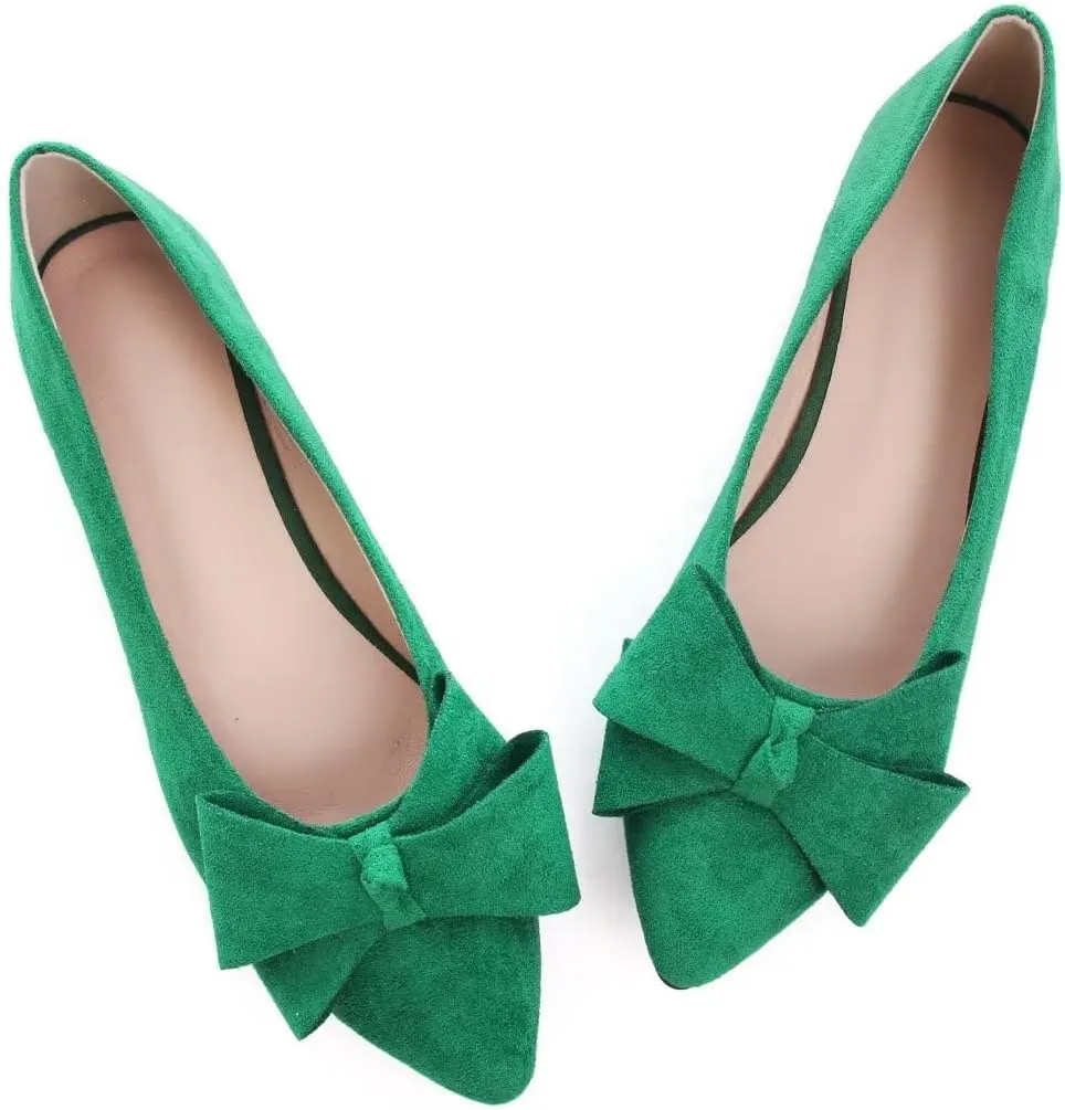 Stunner Womens Flats Fashion Pointed Toe Bowknot Ballet Flats Cute Slip On Dress Flats Comfortable Party Wedding Flats