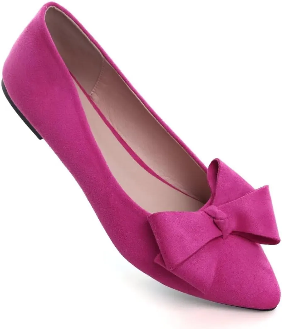 Stunner Womens Flats Fashion Pointed Toe Bowknot Ballet Flats Cute Slip On Dress Flats Comfortable Party Wedding Flats
