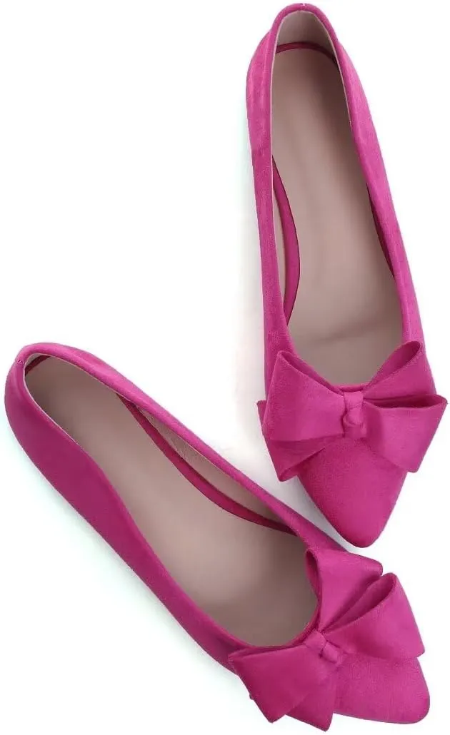 Stunner Womens Flats Fashion Pointed Toe Bowknot Ballet Flats Cute Slip On Dress Flats Comfortable Party Wedding Flats