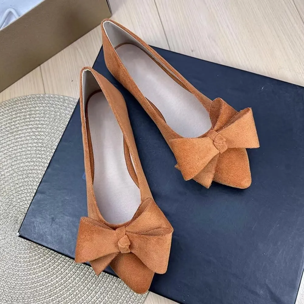 Stunner Womens Flats Fashion Pointed Toe Bowknot Ballet Flats Cute Slip On Dress Flats Comfortable Party Wedding Flats