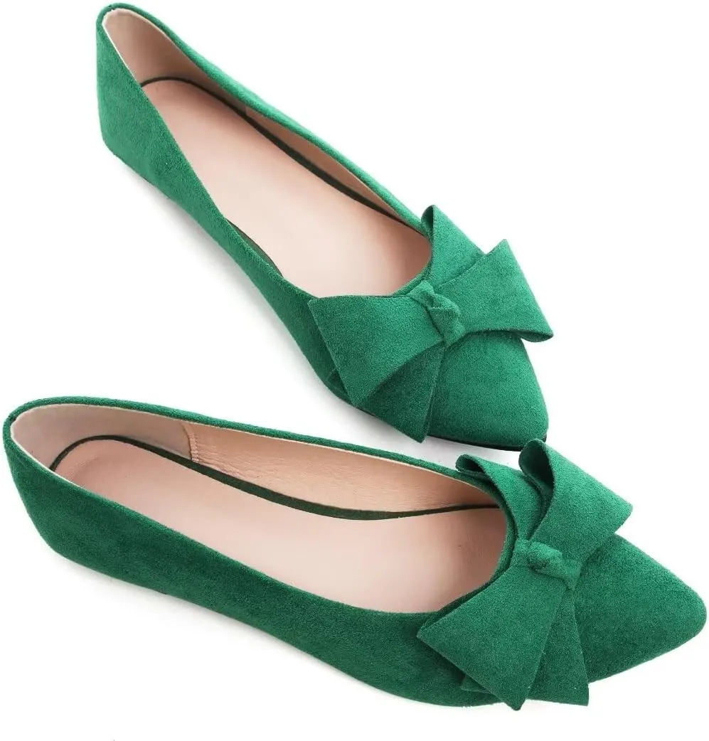 Stunner Womens Flats Fashion Pointed Toe Bowknot Ballet Flats Cute Slip On Dress Flats Comfortable Party Wedding Flats