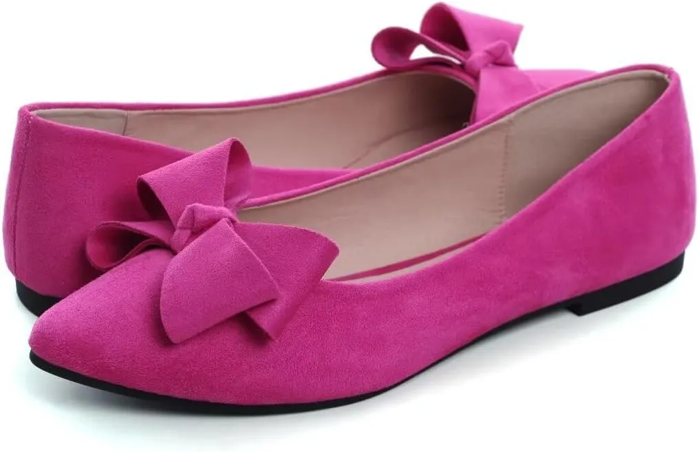 Stunner Womens Flats Fashion Pointed Toe Bowknot Ballet Flats Cute Slip On Dress Flats Comfortable Party Wedding Flats