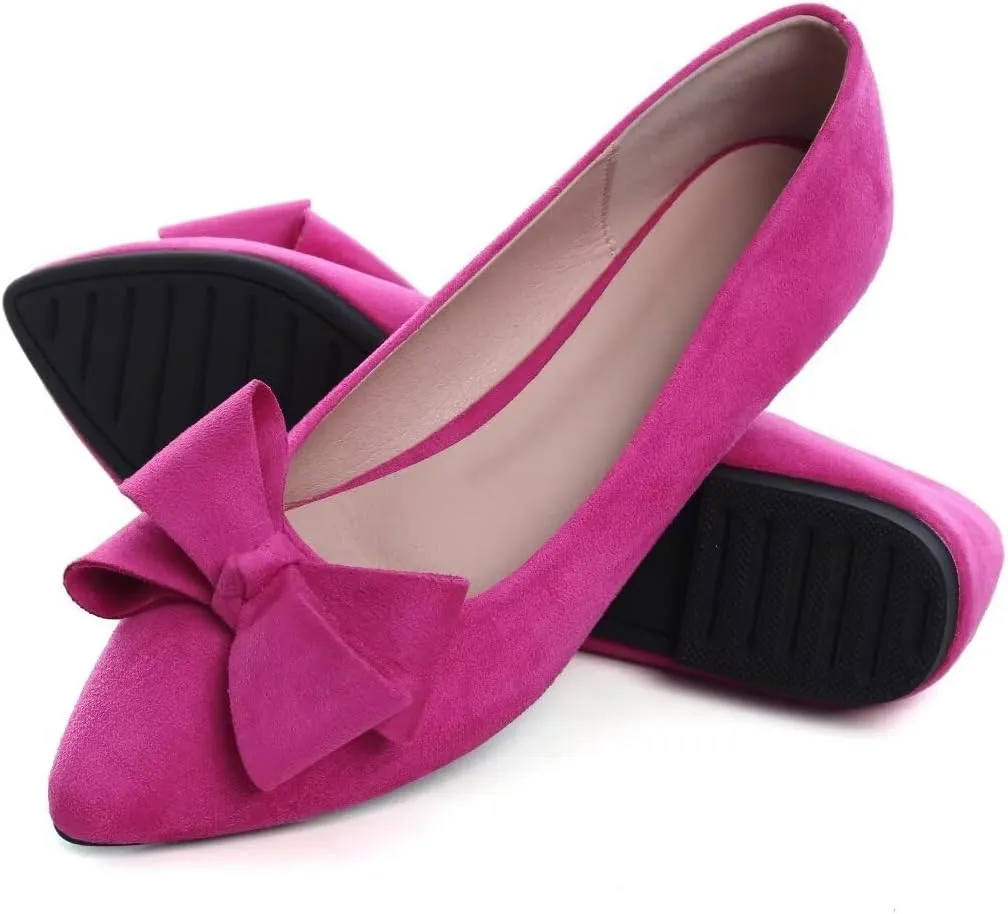 Stunner Womens Flats Fashion Pointed Toe Bowknot Ballet Flats Cute Slip On Dress Flats Comfortable Party Wedding Flats