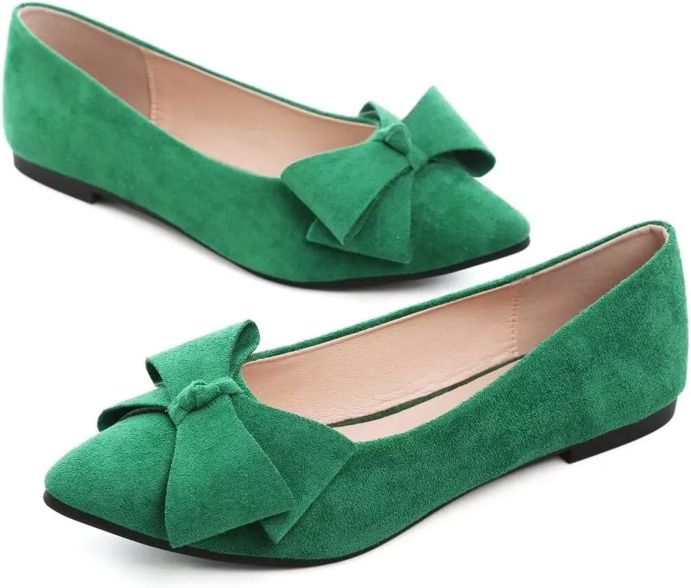Stunner Womens Flats Fashion Pointed Toe Bowknot Ballet Flats Cute Slip On Dress Flats Comfortable Party Wedding Flats