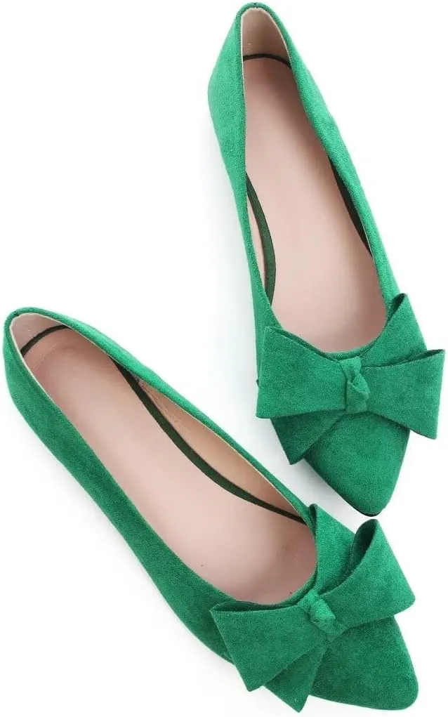 Stunner Womens Flats Fashion Pointed Toe Bowknot Ballet Flats Cute Slip On Dress Flats Comfortable Party Wedding Flats