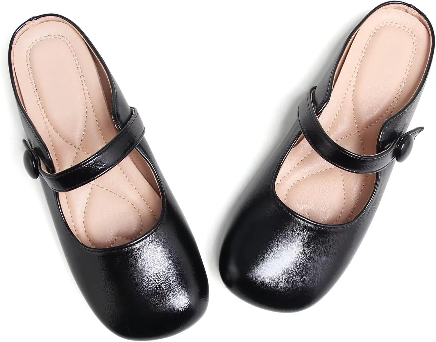 Stunner Women's Leather Dress Flats - Comfortable Square Toe Slip On Mary Jane Work Flats