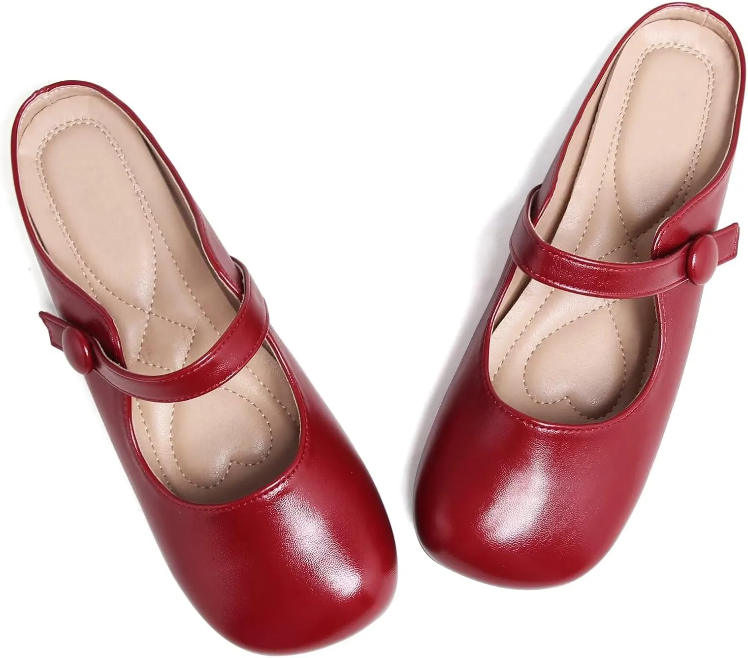 Stunner Women's Leather Dress Flats - Comfortable Square Toe Slip On Mary Jane Work Flats