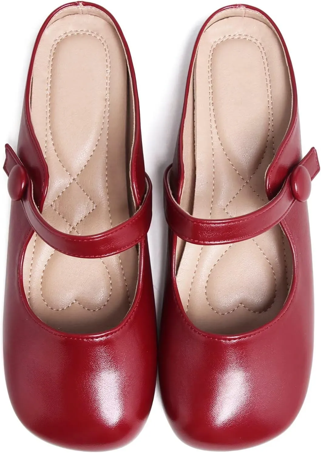 Stunner Women's Leather Dress Flats - Comfortable Square Toe Slip On Mary Jane Work Flats