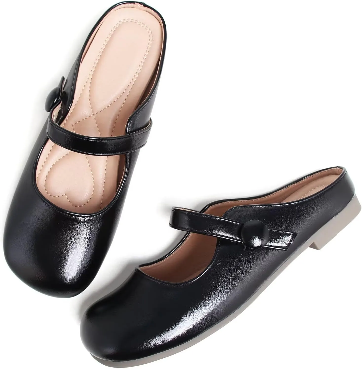 Stunner Women's Leather Dress Flats - Comfortable Square Toe Slip On Mary Jane Work Flats