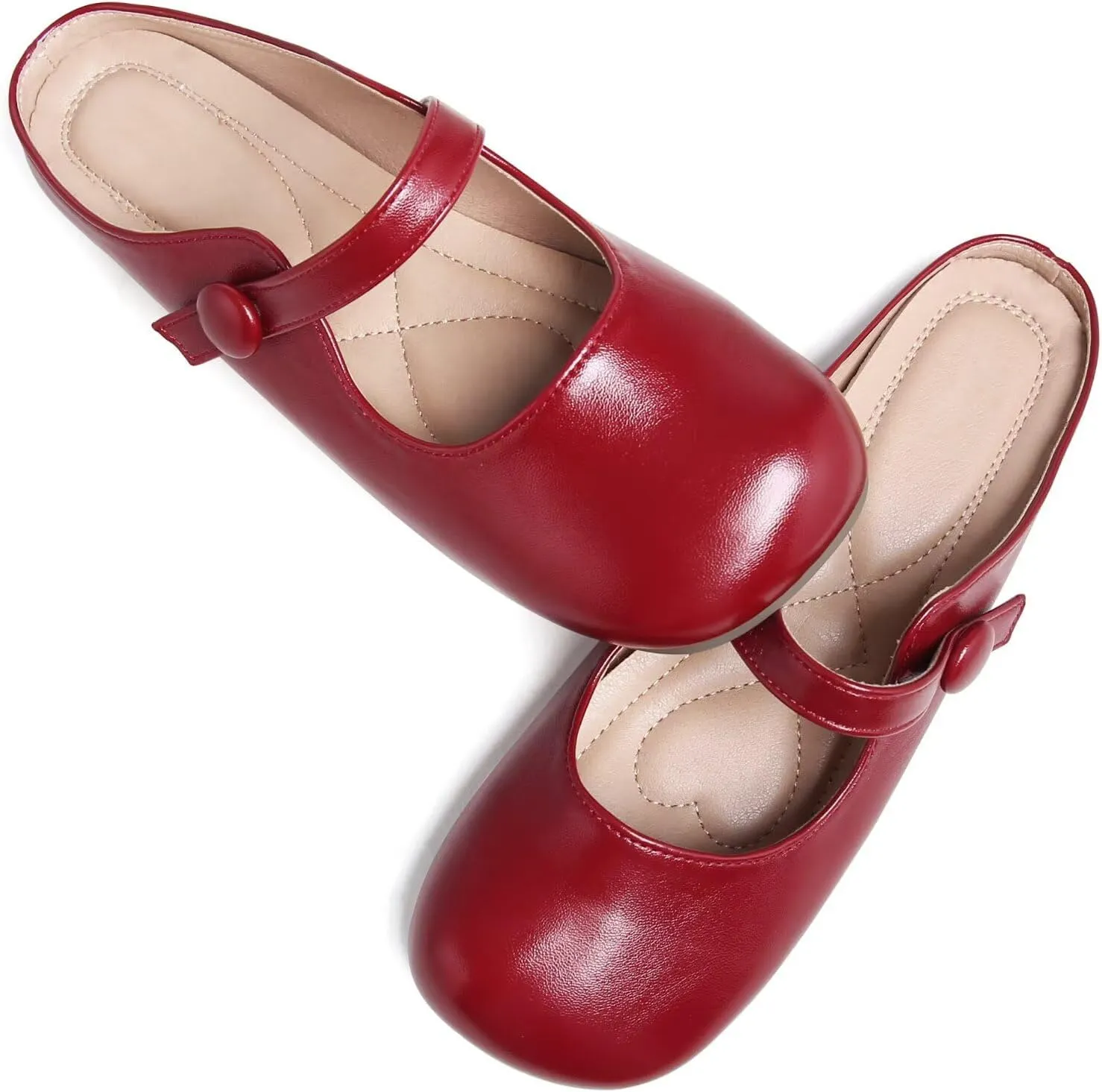 Stunner Women's Leather Dress Flats - Comfortable Square Toe Slip On Mary Jane Work Flats