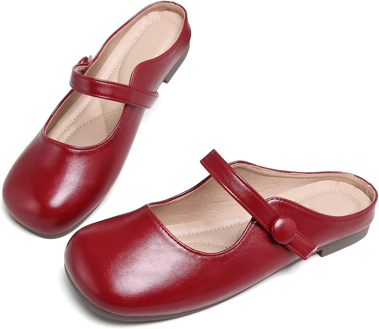 Stunner Women's Leather Dress Flats - Comfortable Square Toe Slip On Mary Jane Work Flats
