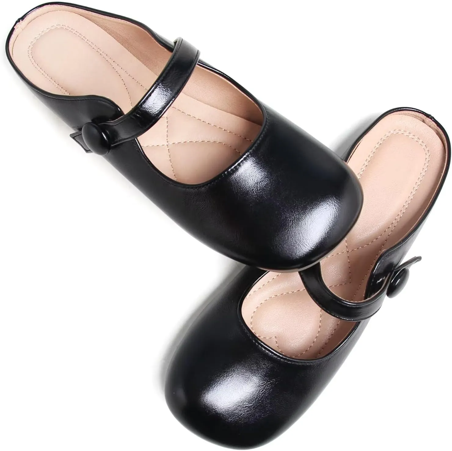 Stunner Women's Leather Dress Flats - Comfortable Square Toe Slip On Mary Jane Work Flats