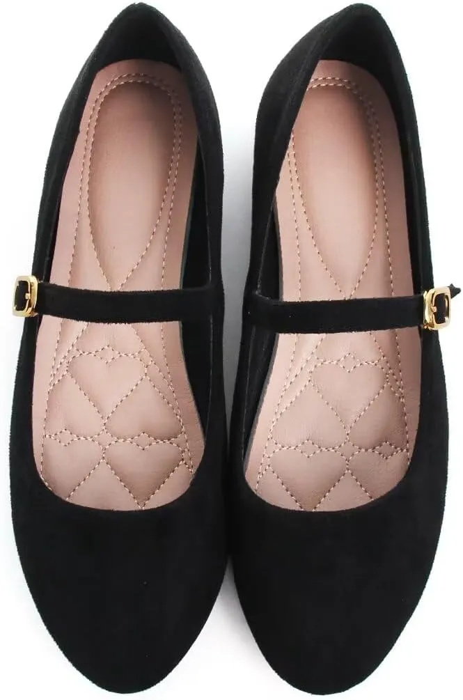 Stunner Women's Mary Jane Flats Fashion Round Toe Ballet Flats Comfortable Ankle Strap Flats Slip On Dress Flats