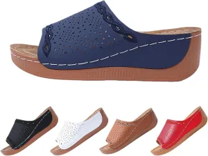 Summer Sandals for Women 2025 Platform Wedge Comfortable Arch Support Slides Leather Wedge Shoes Slip Walking Sandals