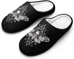 Surreal Death Moth Printed Men's Cotton Slipper Shoes Soft Anti-Skid Sole Home Shoe for House Indoor Outdoor