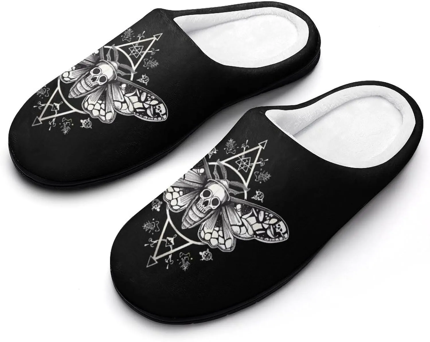 Surreal Death Moth Printed Men's Cotton Slipper Shoes Soft Anti-Skid Sole Home Shoe for House Indoor Outdoor