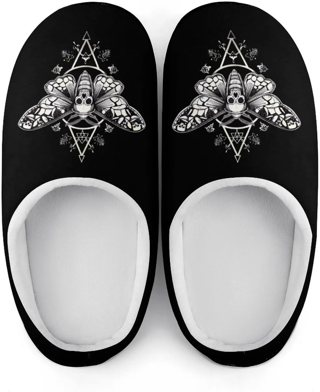 Surreal Death Moth Printed Men's Cotton Slipper Shoes Soft Anti-Skid Sole Home Shoe for House Indoor Outdoor