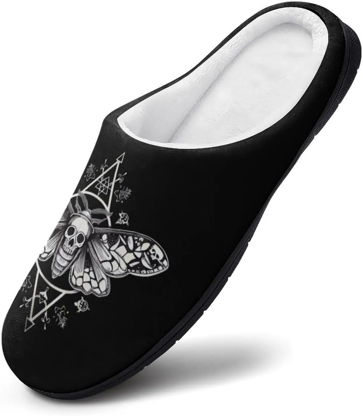 Surreal Death Moth Printed Men's Cotton Slipper Shoes Soft Anti-Skid Sole Home Shoe for House Indoor Outdoor