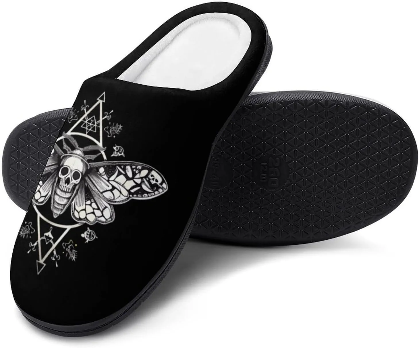 Surreal Death Moth Printed Men's Cotton Slipper Shoes Soft Anti-Skid Sole Home Shoe for House Indoor Outdoor