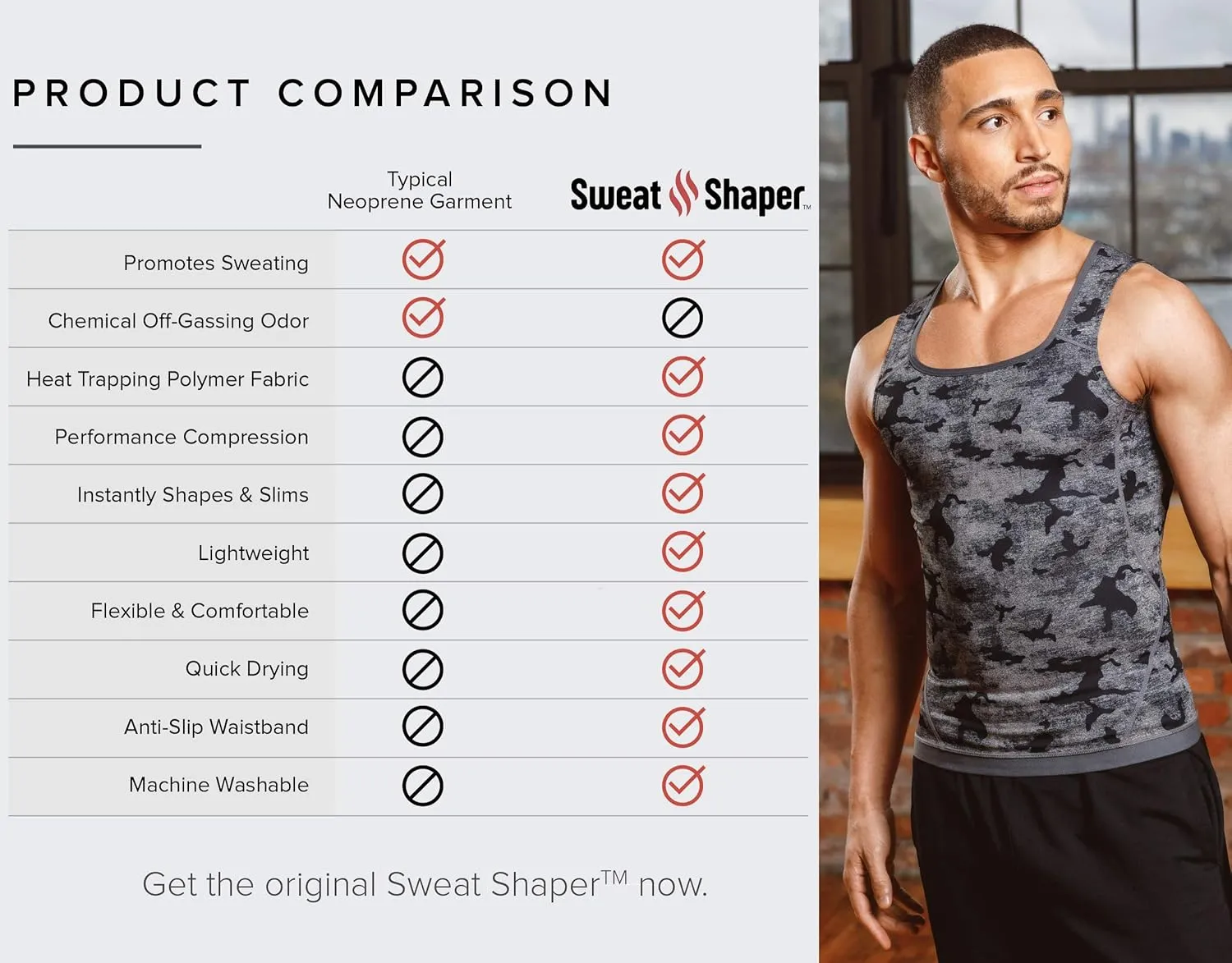 Sweat Shaper Men’s Premium Slimming Shapewear Workout Sauna Tank Top Vest