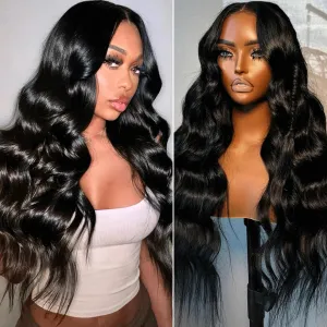 Synthetic Lace Front Wig Pre Plucked Ready to Wear 13x4x1 Natural Wavy Wig for Women Long Middle Part Wig Synthetic Hair Replacement Wigs Natural Color