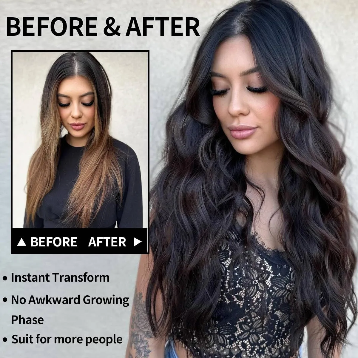 Synthetic Lace Front Wig Pre Plucked Ready to Wear 13x4x1 Natural Wavy Wig for Women Long Middle Part Wig Synthetic Hair Replacement Wigs Natural Color