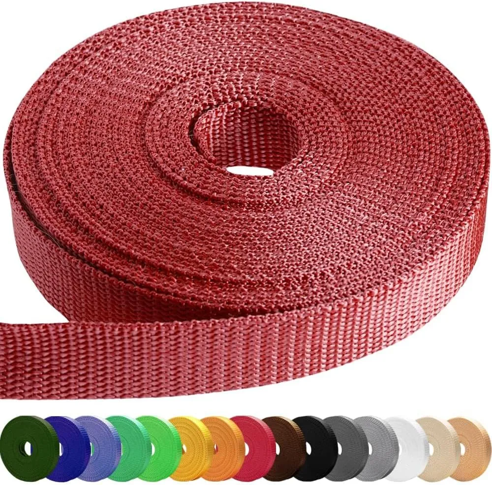 TECEUM 1" & 1.5" & 2" Webbing – 10 25 50 Yards – 40  Colors – Heavy Duty 1 Inch 1.5 Inch 2 Inch Webbing for Climbing Outdoors Indoors Crafting DIY