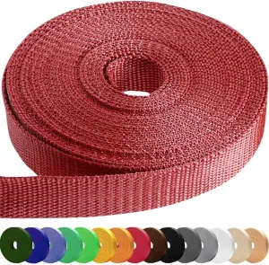TECEUM 1" & 1.5" & 2" Webbing – 10 25 50 Yards – 40  Colors – Heavy Duty 1 Inch 1.5 Inch 2 Inch Webbing for Climbing Outdoors Indoors Crafting DIY