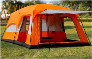 Tent 4-6 People Tent Outdoor Two-Room One Hall Double-Layer Multi-Person Camping Camping Thickened Rainproof Tent Mountaineering Outdoor Family Tent (Color : Blue Size : Medium) (Orange Medium)